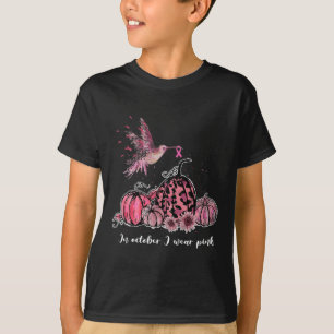 T-shirt En Octobre Nous Portons Le Citrouille Colibri Rose