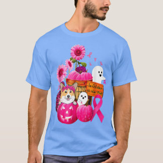 T-shirt En Octobre Nous Portons Le Corgi Rose Cancer Du Se