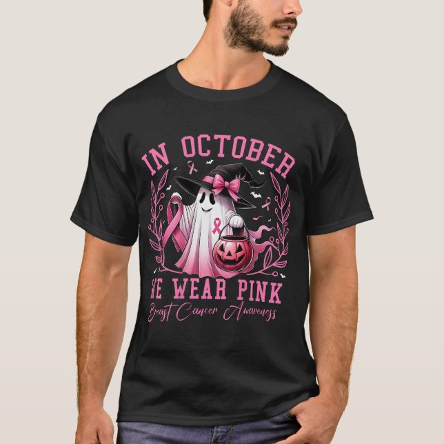 T-shirt En Octobre Nous Portons Le Ghost Ghost Witch Cance (Devant)