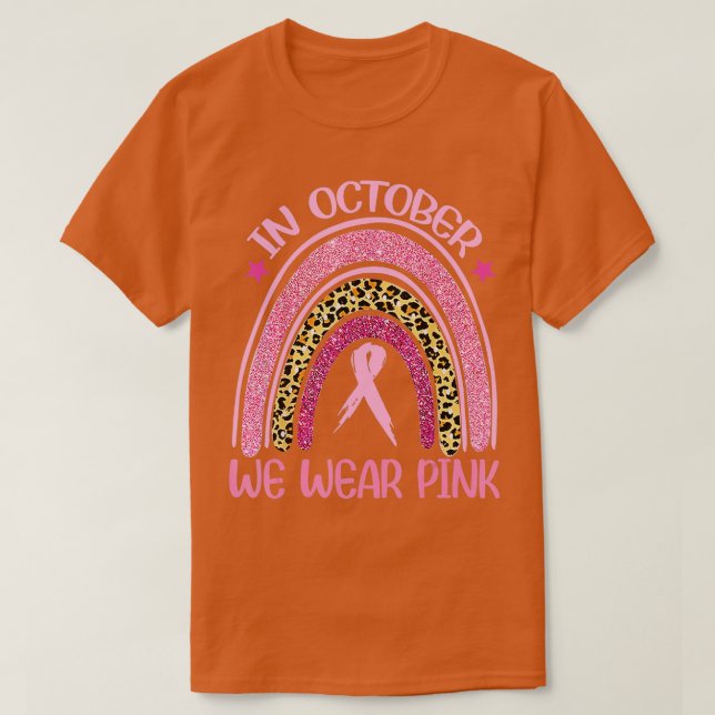 T-shirt En Octobre Nous Portons Le Léopard Rose Cancer Du  (Design devant)