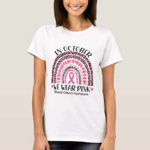 T-shirt En Octobre Nous Portons Le Léopard Rose Cancer Du