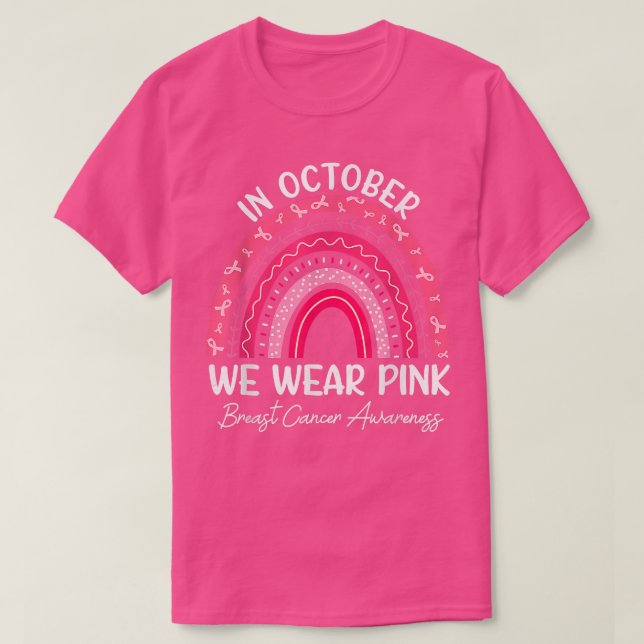 T-shirt En Octobre Nous Portons Le Ruban Rose Cancer Du Se (Design devant)