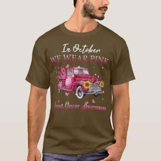 T-shirt En Octobre Nous Portons Le Ruban Rose Leopard Truc