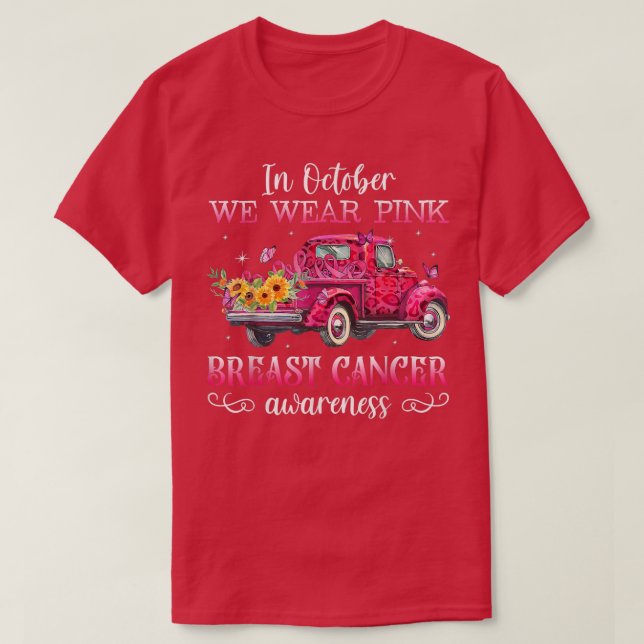 T-shirt En Octobre Nous Portons Le Ruban Rose Leopard Truc (Design devant)