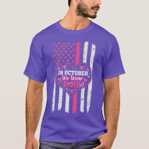 T-shirt En Octobre Nous Portons Le Ruban Rose Vintage Amér