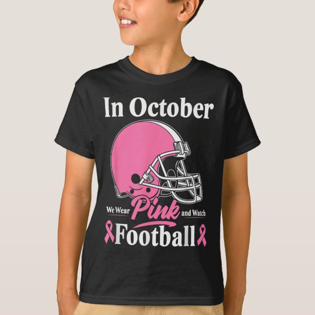 T-shirt En Octobre Nous Portons Nk Football Cancer Du Sein (Devant)