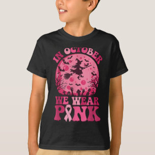 T-shirt En Octobre Nous Portons Nk Sorcière Halloween Canc