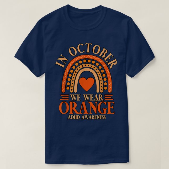 T-shirt En Octobre Nous Portons Orange ADHD845 (Design devant)