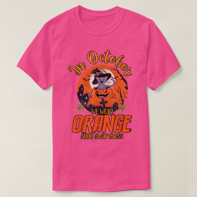T-shirt En Octobre Nous Portons Orange ADHD 844 (Design devant)