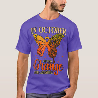 T-shirt En Octobre Nous Portons Orange ADHD 846