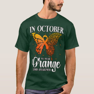 T-shirt En Octobre Nous Portons Orange ADHD 848