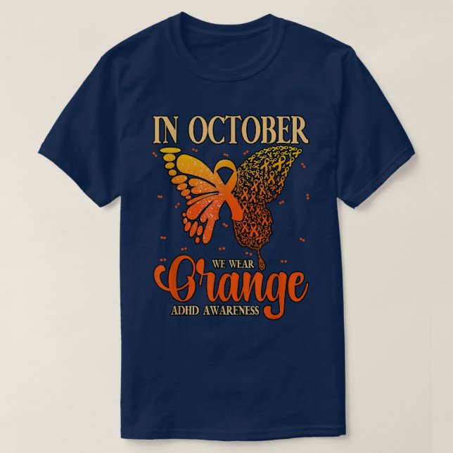 T-shirt En Octobre Nous Portons Orange ADHD 852 (Design devant)
