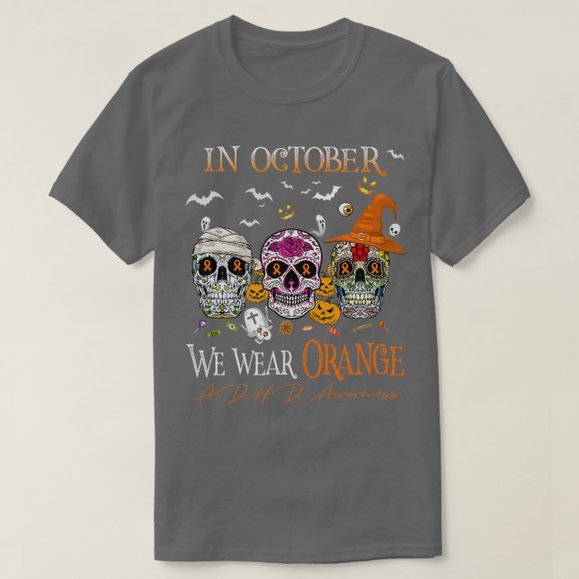 T-shirt En Octobre Nous Portons Orange ADHD Sensibilisatio (Design devant)
