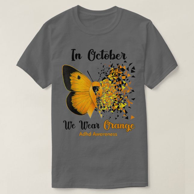 T-shirt En Octobre Nous Portons Orange TDAH Sensibilisatio (Design devant)