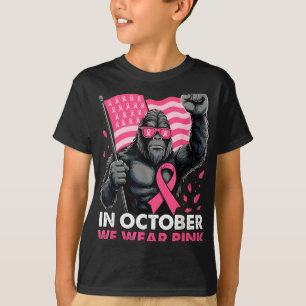 T-shirt En Octobre Nous Portons Pink Bigfoot Cancer Du Sei