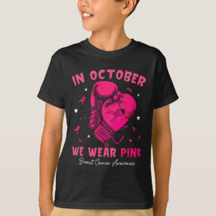 T-shirt En Octobre Nous Portons Pink Boxe Glove Cancer Du