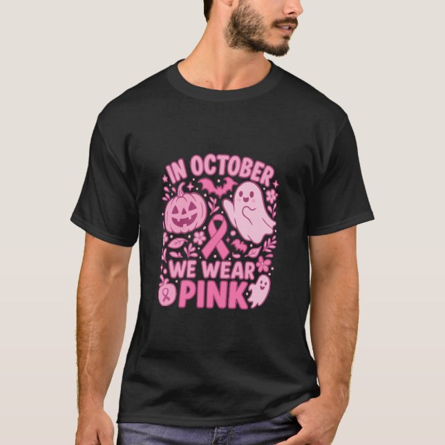 T-shirt En Octobre Nous Portons Pink Breast Cancer Sensibi (Devant)