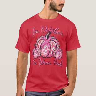 T-shirt En Octobre Nous Portons Pink Citrouille Leopard Po