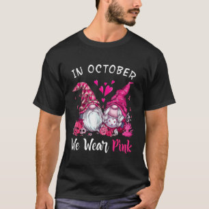T-shirt En Octobre Nous Portons Pink Cute Gnome Citrouille