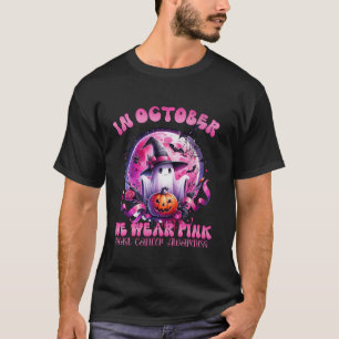 T-shirt En Octobre Nous Portons Pink Ghost Boo Cancer Du S