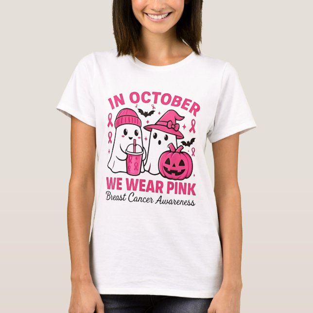 T-shirt en Octobre Nous Portons Pink Ghost Cancer Award (Devant)