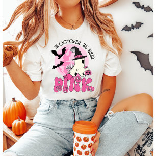 T-shirt En Octobre nous portons Pink Ghost Halloween