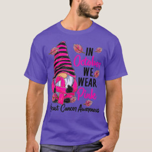 T-shirt En Octobre Nous Portons Pink Gnome Cancer du Sein