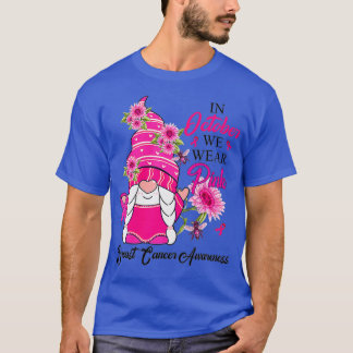 T-shirt En Octobre Nous Portons Pink Gnome Certifié Cancer