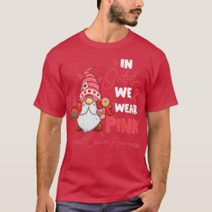 T-shirt En Octobre Nous Portons Pink Gnome Certifié Cancer