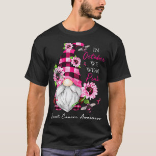 T-shirt En Octobre Nous Portons Pink Gnome Certifié Cancer