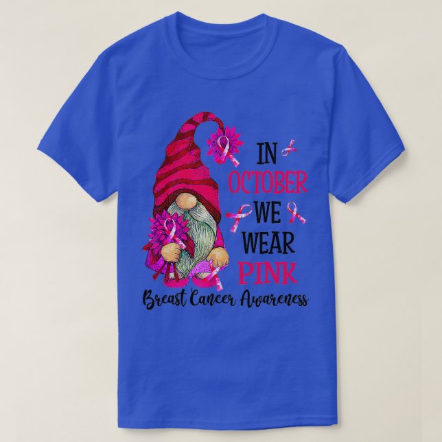 T-shirt En Octobre Nous Portons Pink Gnome Certifié Cancer (Design devant)