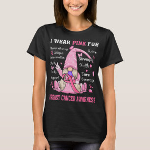 T-shirt En Octobre Nous Portons Pink Gnome Certifié Cancer