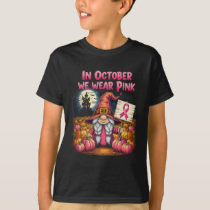 T-shirt En Octobre Nous Portons Pink Halloween Gnome Witch