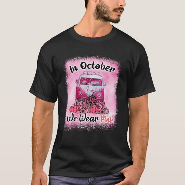 T-shirt En Octobre Nous Portons Pink Hippie Bus Cancer Du  (Devant)