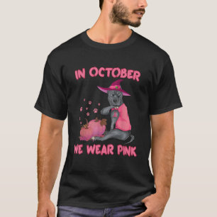 T-shirt En Octobre Nous Portons Pink Pitbull Chien Cancer