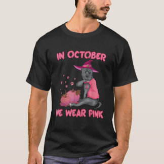T-shirt En Octobre Nous Portons Pink Pitbull Chien Cancer 