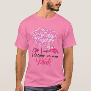 T-shirt En Octobre Nous Portons Pink Red Truck Citrouille
