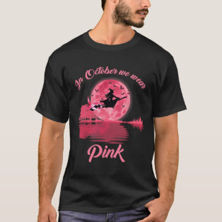 T-shirt En Octobre Nous Portons Pink Ribbon Halloween Witc