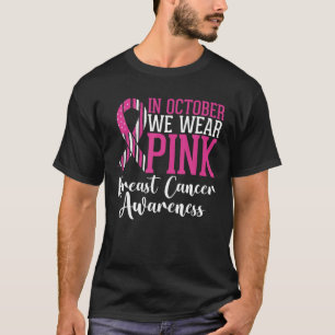 T-shirt En Octobre Nous Portons Pink Riboon Américain Dra