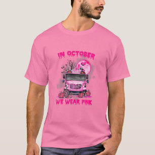 T-shirt En Octobre Nous Portons Pink School Bus Cancer Du