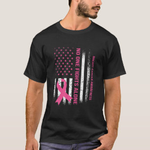 T-shirt En Octobre Nous Portons Pink USA Drapeau Cancer du