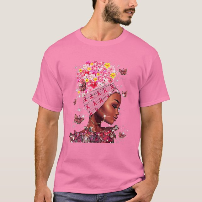 T-shirt En Octobre Nous Portons Rose Black Femme Cancer Du (Devant)