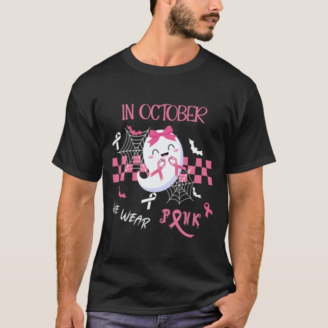 T-shirt En Octobre Nous Portons Rose Cancer du Sein Awerty (Devant)