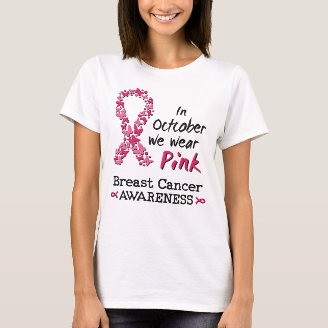 T-shirt En Octobre nous portons rose Cancer du sein Sensib (Devant)