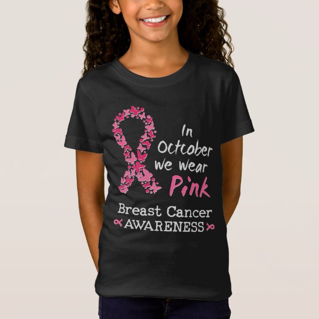 T-Shirt En Octobre nous portons rose Cancer du sein Sensib (Devant)