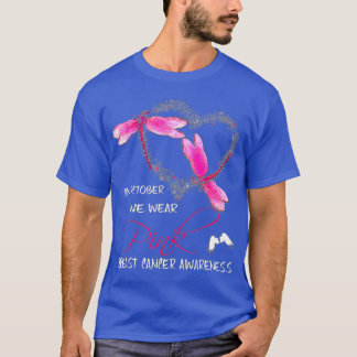 T-shirt En Octobre Nous Portons Rose Dragonfly Cancer du s