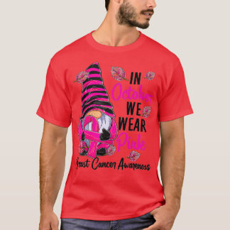T-shirt En Octobre Nous Portons Rose - Gnome Cancer du Sei