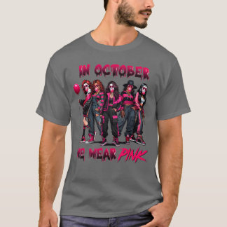 T-shirt En Octobre Nous Portons Rose Horreur Cancer Sein S