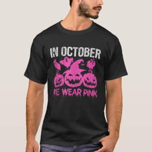T-shirt En Octobre, Nous Portons Rose Mocte Citrouille Hal