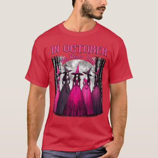 T-shirt en octobre nous portons rose sorcière effrayante H